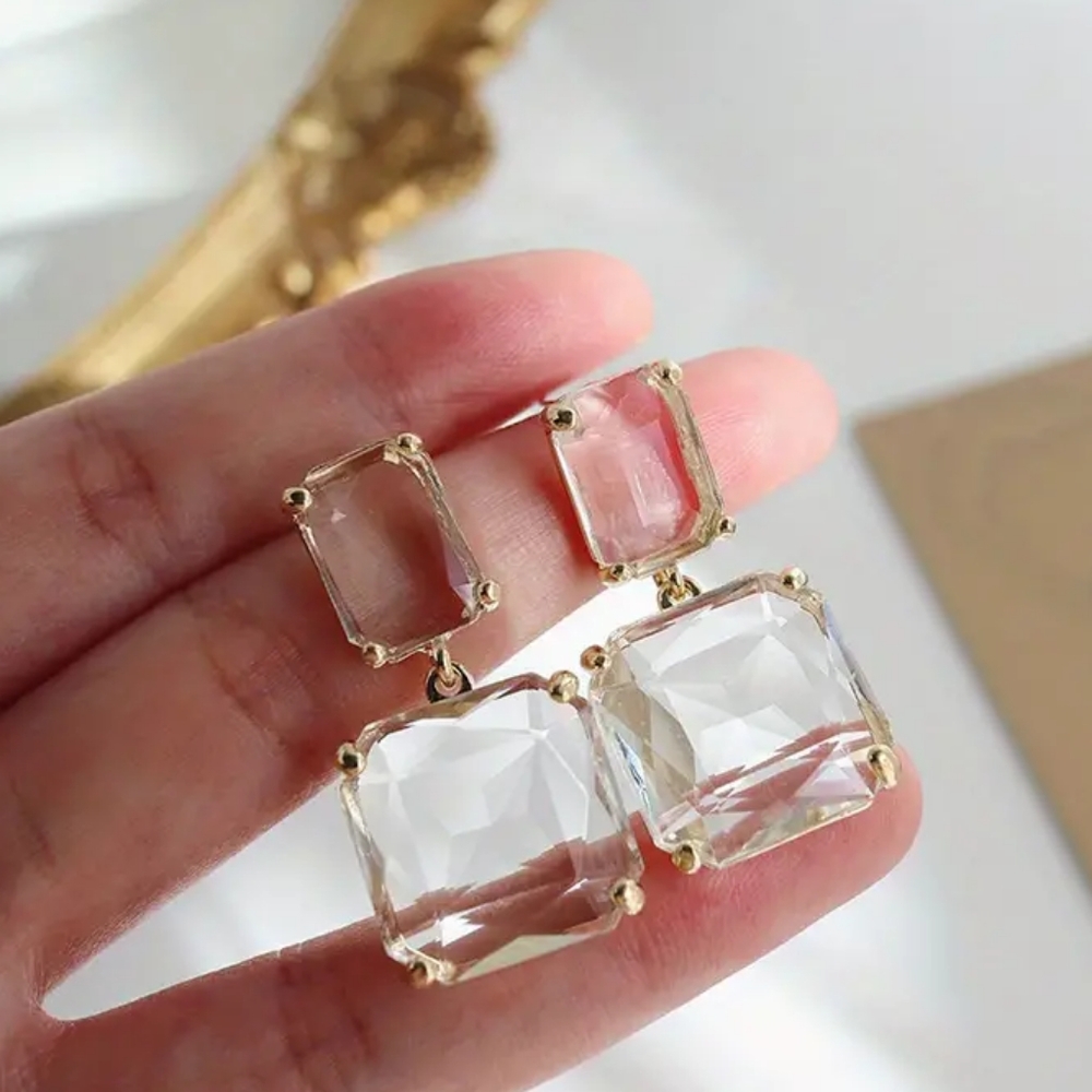 Gold Double Square Drop Fashion Earrings ✨💛✨💛✨💛✨💛